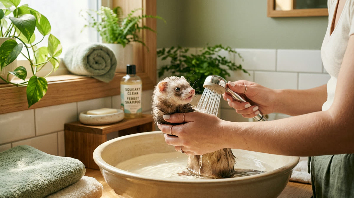 Illustration for How to Bathe a Ferret and Care for Its Coat
