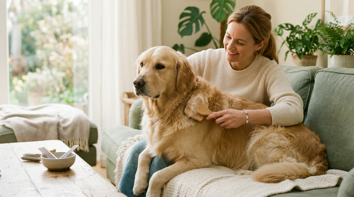 Illustration for How to Brush Out a Double-Coated Dog and Reduce Shedding