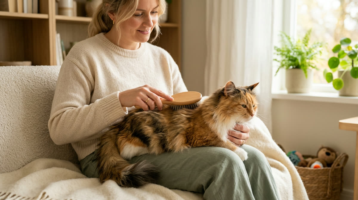 Illustration for How to Brush a Long-Haired Cat and Prevent Mats