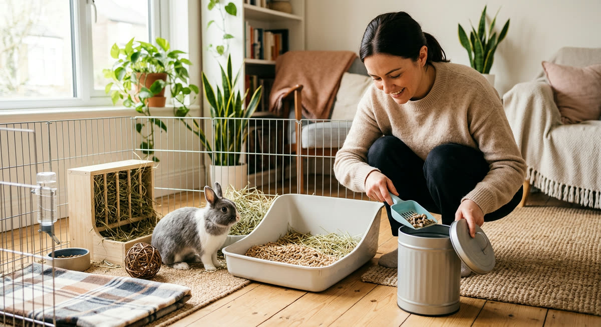 Illustration for How to Clean a Rabbit's Litter Area Daily