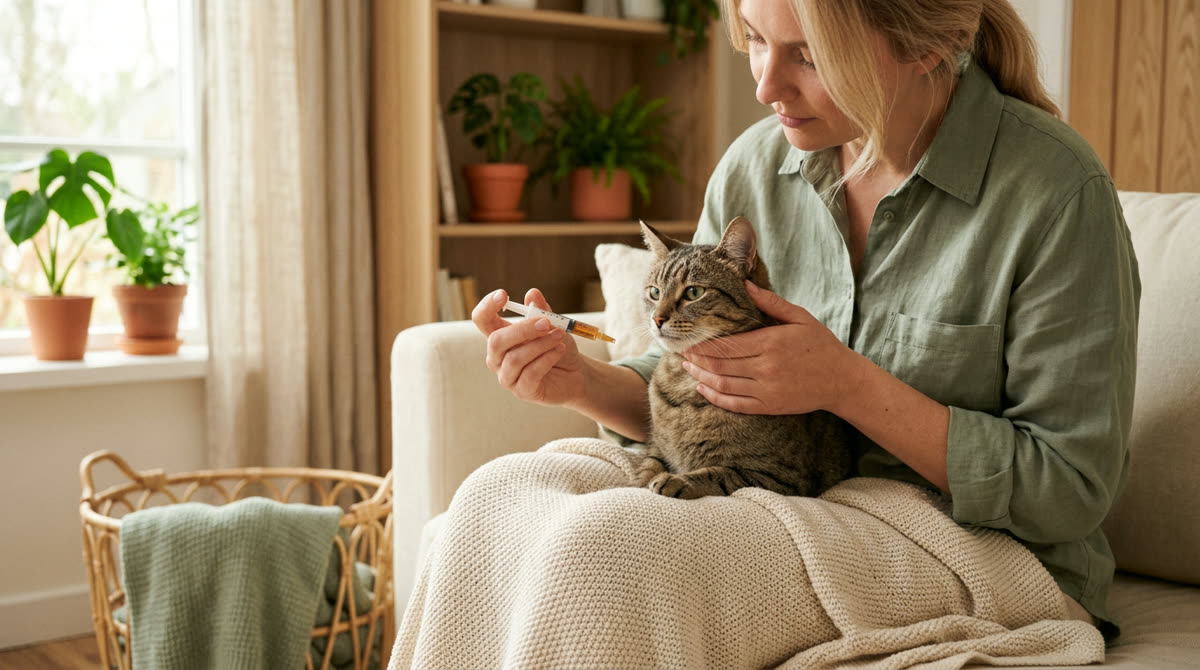 Illustration for How to Give a Cat a Pill or Liquid Medicine Calmly