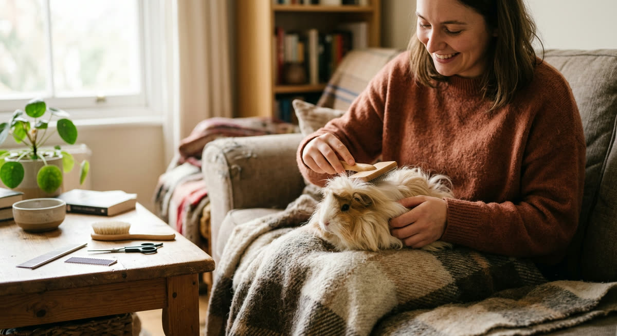 Illustration for How to Groom a Long-Haired Guinea Pig