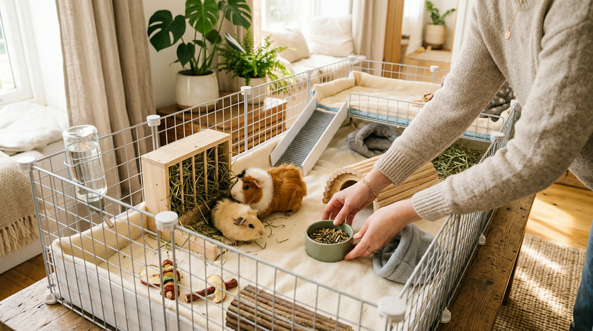 Illustration for How to Set Up a Guinea Pig Cage for Two