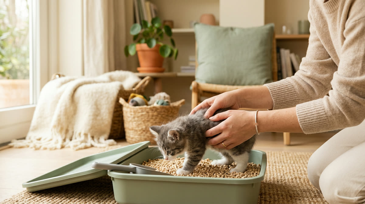 Illustration for How to Litter Train a Kitten in a Few Days