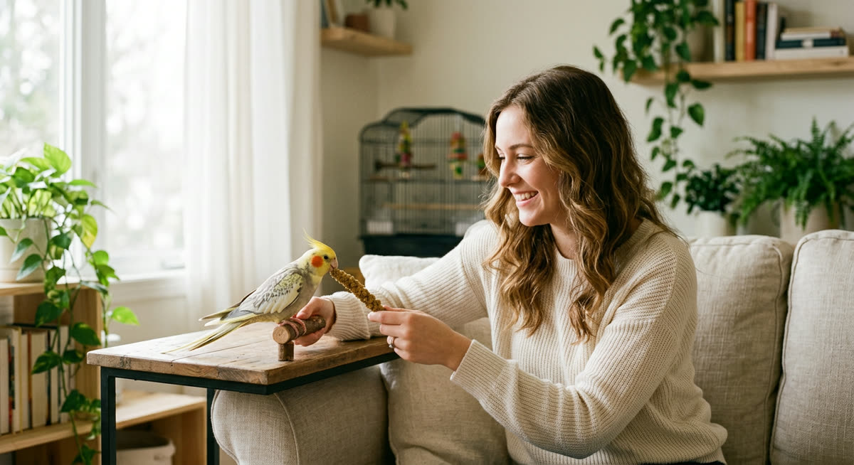 Illustration for How to Give a Pet Bird Safe Out-of-Cage Time
