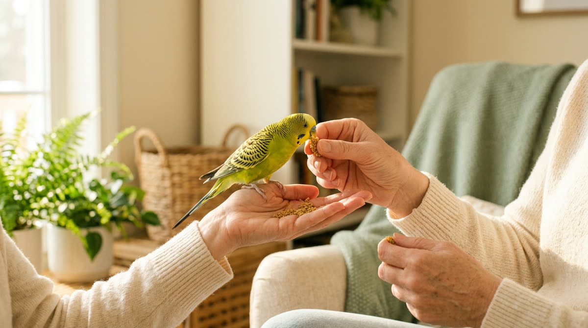Illustration for How to Tame a New Budgie and Build Trust