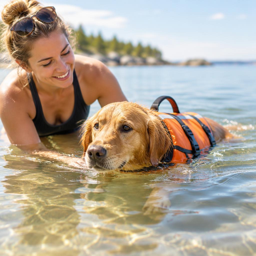 Illustration for How to Teach a Dog to Swim Safely