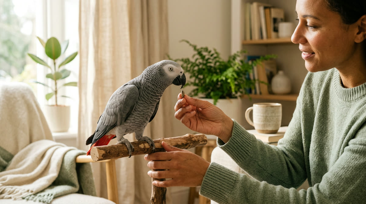 Illustration for How to Teach a Parrot to Talk With Short Daily Sessions