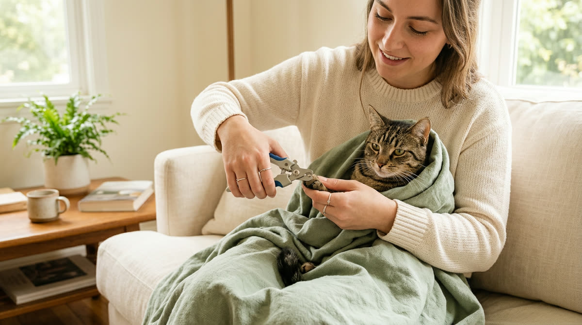 Illustration for How to Trim a Cat's Claws Without Getting Scratched